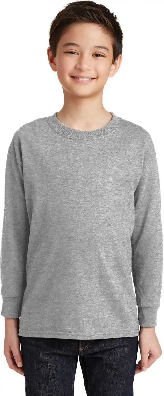 Gildan 5400b Youth Heavy Cotton 100% Long Sleeve t Shirt Sport Gray