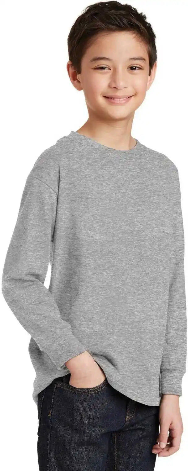 Gildan 5400b Youth Heavy Cotton 100% Long Sleeve t Shirt Sport Gray