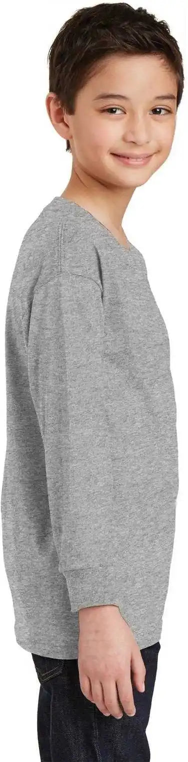 Gildan 5400b Youth Heavy Cotton 100% Long Sleeve t Shirt Sport Gray