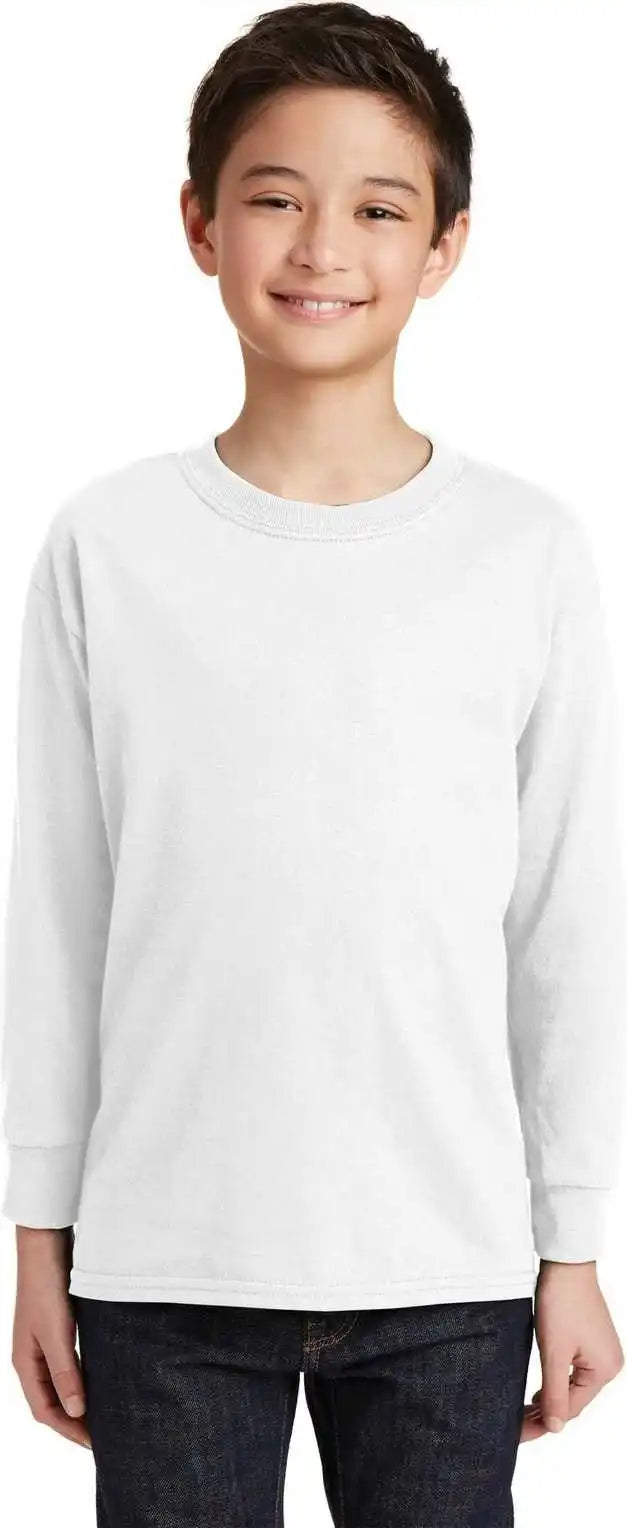 Gildan 5400b Youth Heavy Cotton 100% Long Sleeve t Shirt White