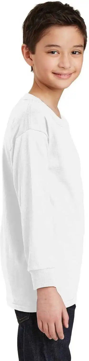 Gildan 5400b Youth Heavy Cotton 100% Long Sleeve t Shirt White