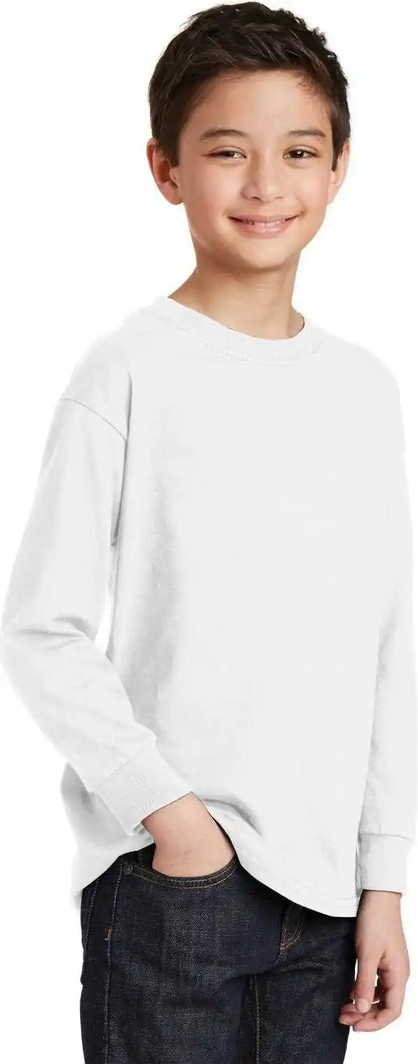 Gildan 5400b Youth Heavy Cotton 100% Long Sleeve t Shirt White