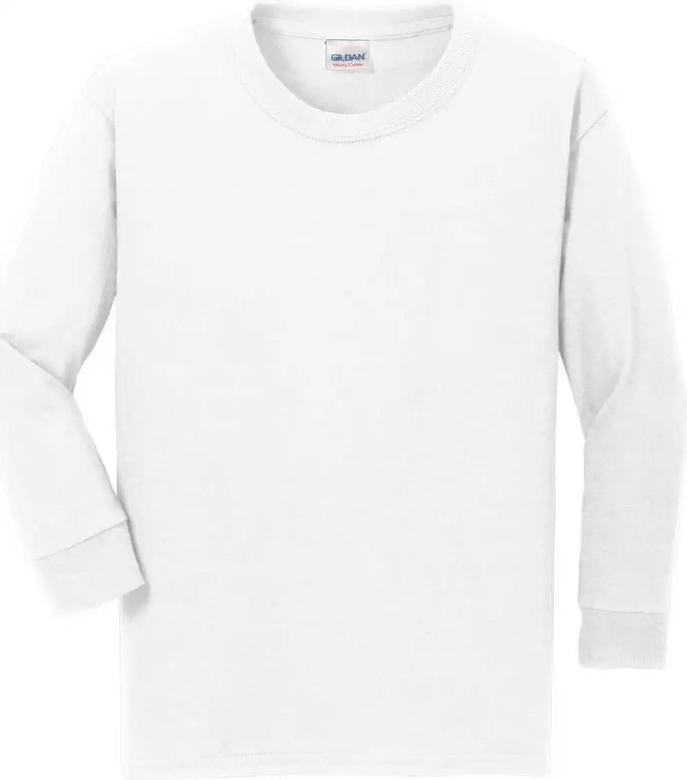 Gildan 5400b Youth Heavy Cotton 100% Long Sleeve t Shirt White