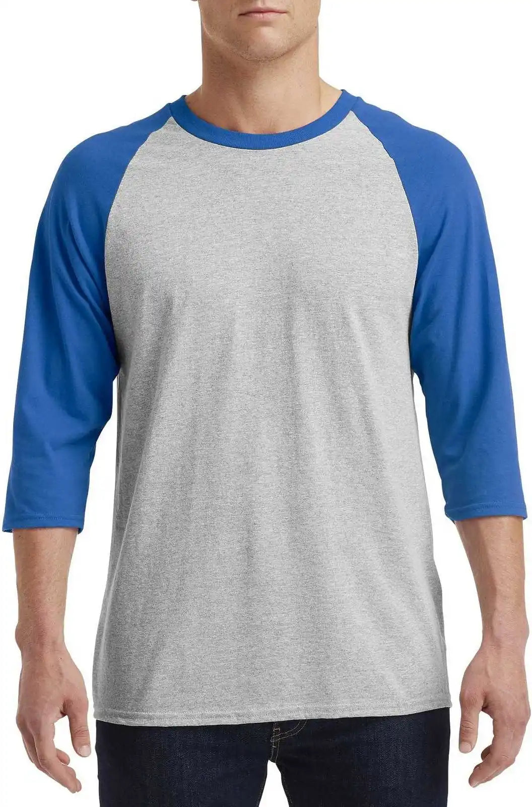 Gildan 5700 Heavy Cotton™ 3/4-sleeve Raglan T-shirt - Sport Grey/royal
