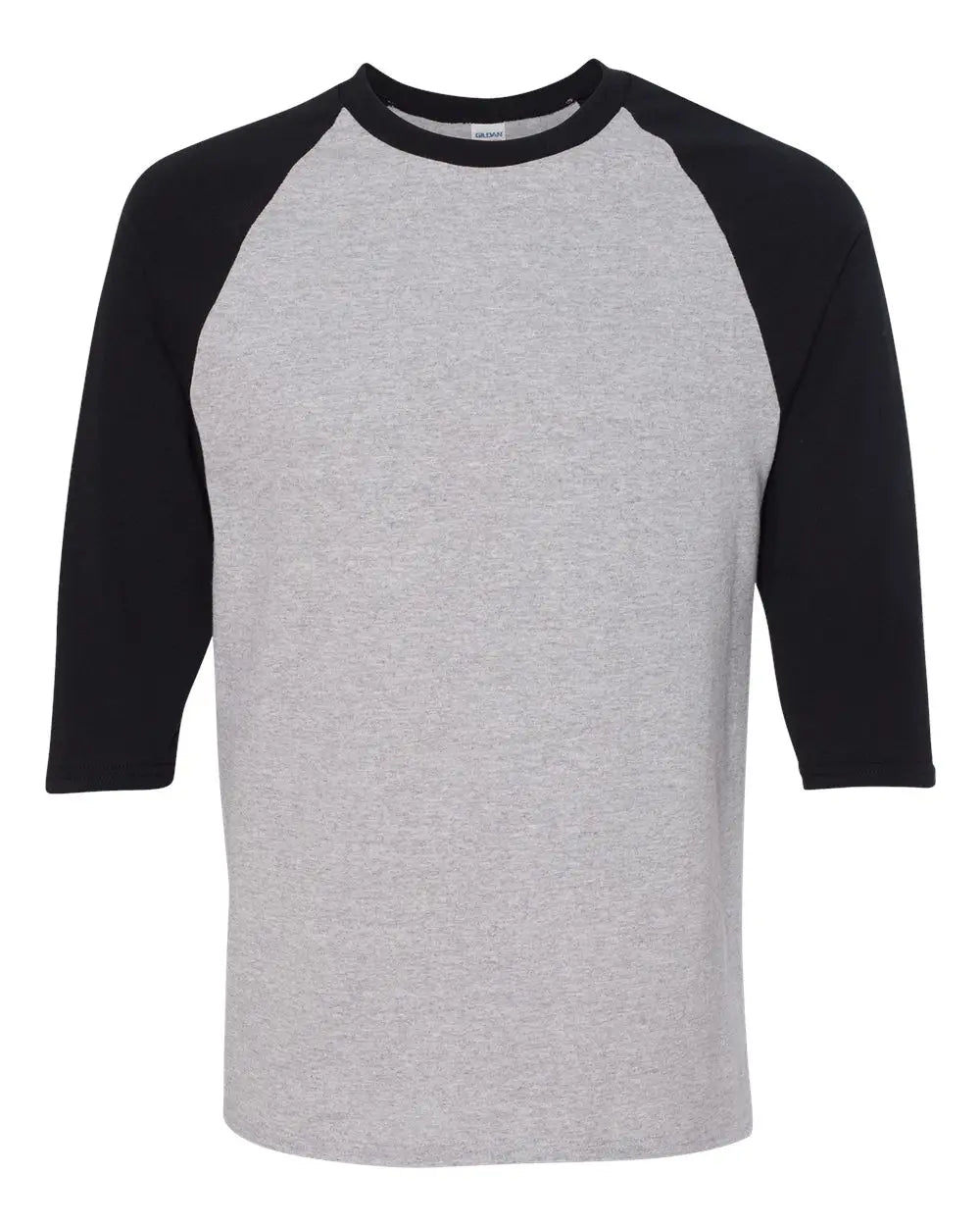 Gildan 5700 Heavy Cotton™ Raglan Three-quarter Sleeve T-shirt - Sport Grey Black - Grey/ / s