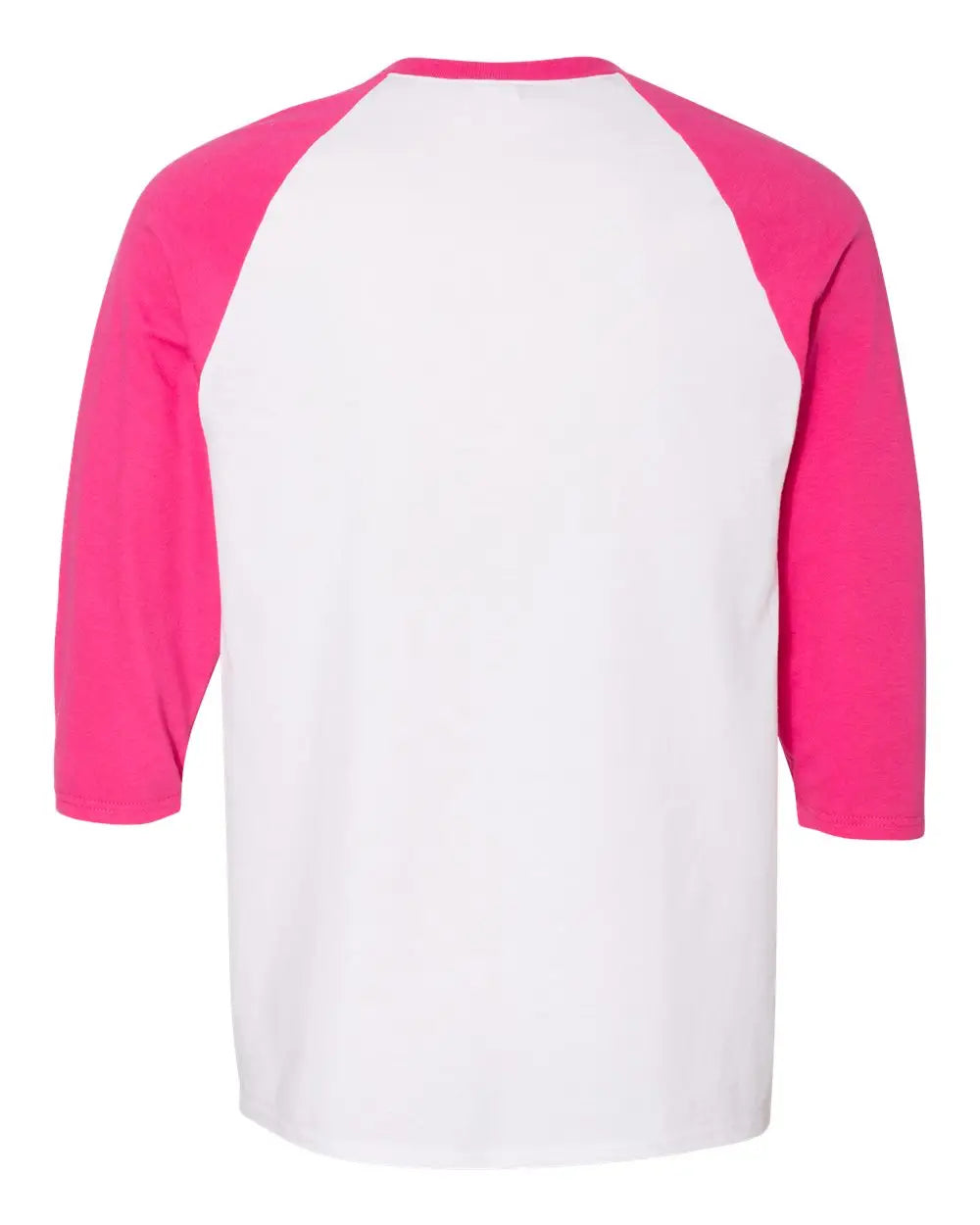 Gildan 5700 Heavy Cotton™ Raglan Three-quarter Sleeve T-shirt - White Heliconia - Hot Pink / s