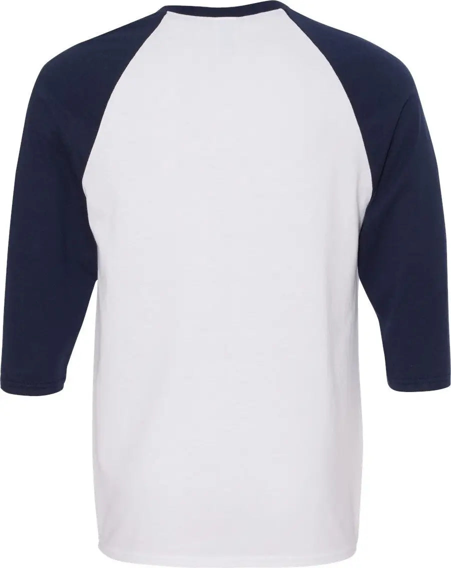 Gildan 5700 Heavy Cotton™ Raglan Three-quarter Sleeve T-shirt - White Navy
