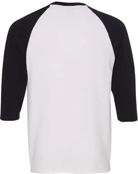 Gildan 5700 Heavy Cotton Raglan Three Quarter Sleeve t Shirt White Black