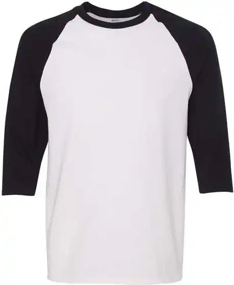 Gildan 5700 Heavy Cotton Raglan Three Quarter Sleeve t Shirt White Black