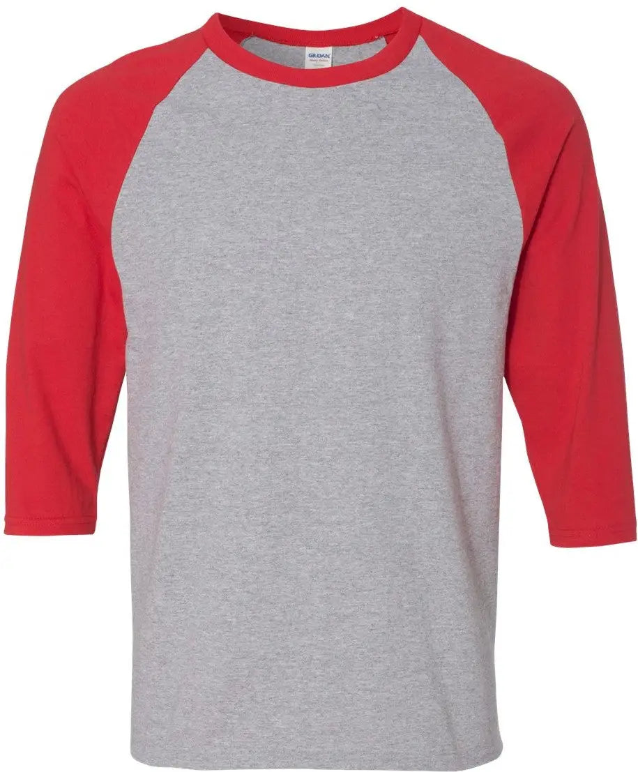Gildan 5700 Heavy Cottonâ„¢ Raglan Three-quarter Sleeve T-shirt - Sport Grey Red