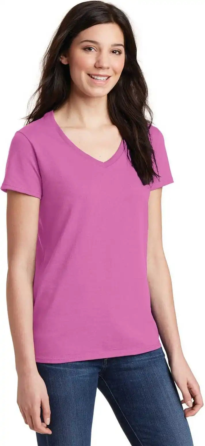 Gildan 5v00l Ladies Heavy Cotton 100% v Neck t Shirt Azalea