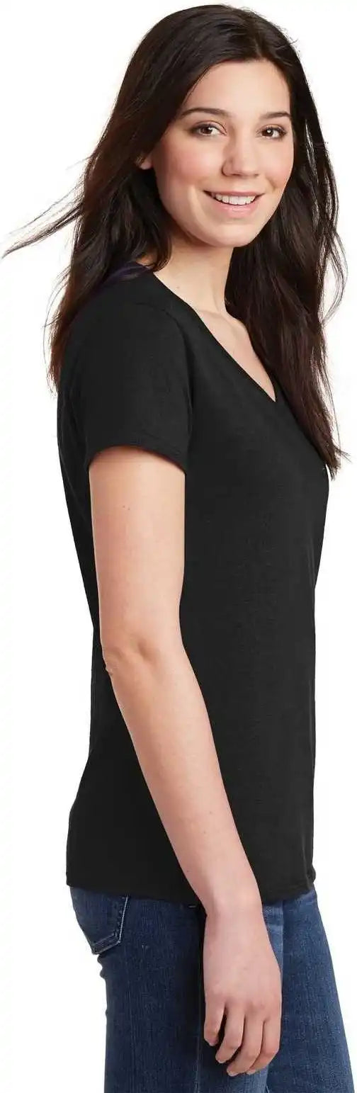 Gildan 5v00l Ladies Heavy Cotton 100% v Neck t Shirt Black