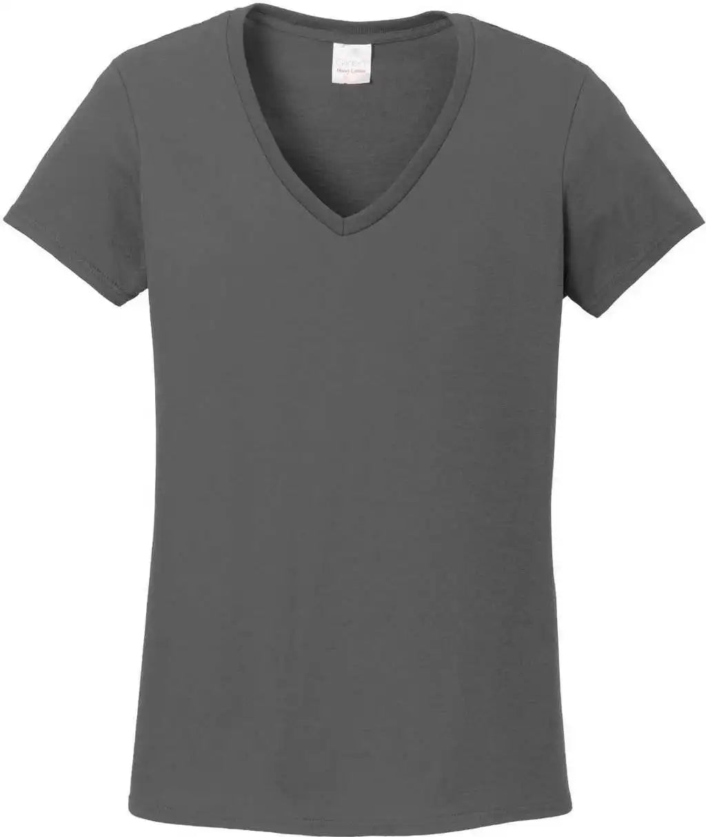 Gildan 5v00l Ladies Heavy Cotton 100% v Neck t Shirt Charcoal