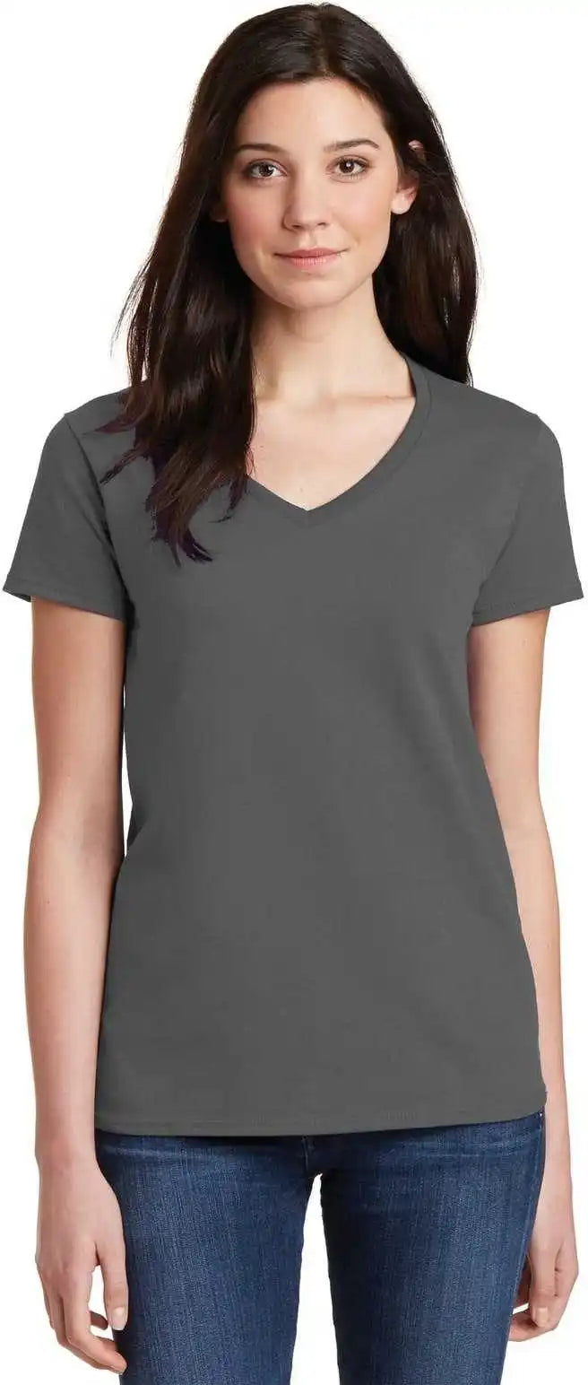 Gildan 5v00l Ladies Heavy Cotton 100% v Neck t Shirt Charcoal