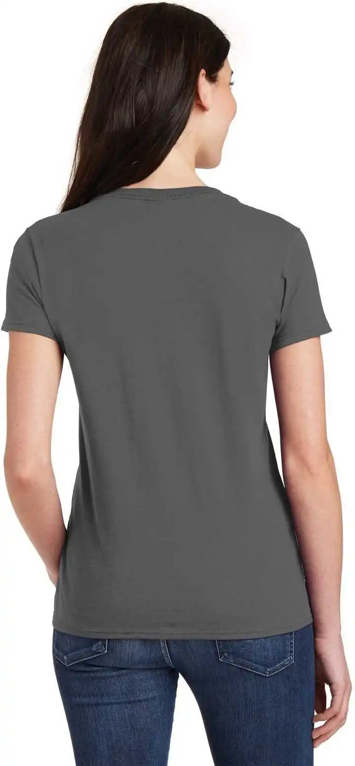 Gildan 5v00l Ladies Heavy Cotton 100% v Neck t Shirt Charcoal