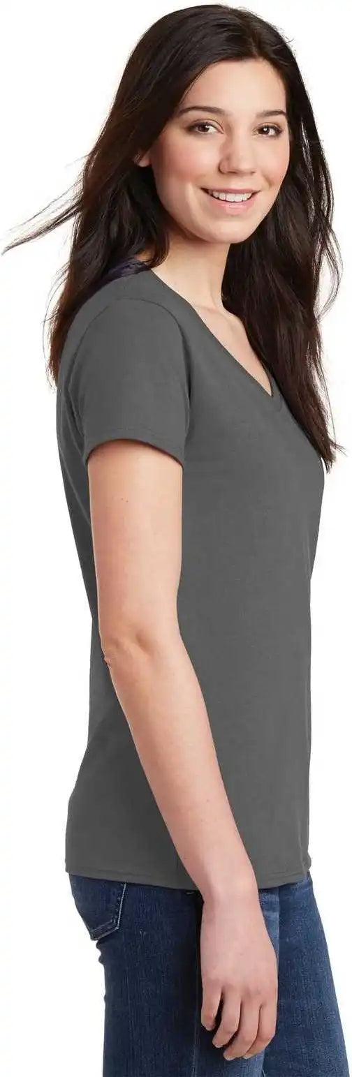 Gildan 5v00l Ladies Heavy Cotton 100% v Neck t Shirt Charcoal