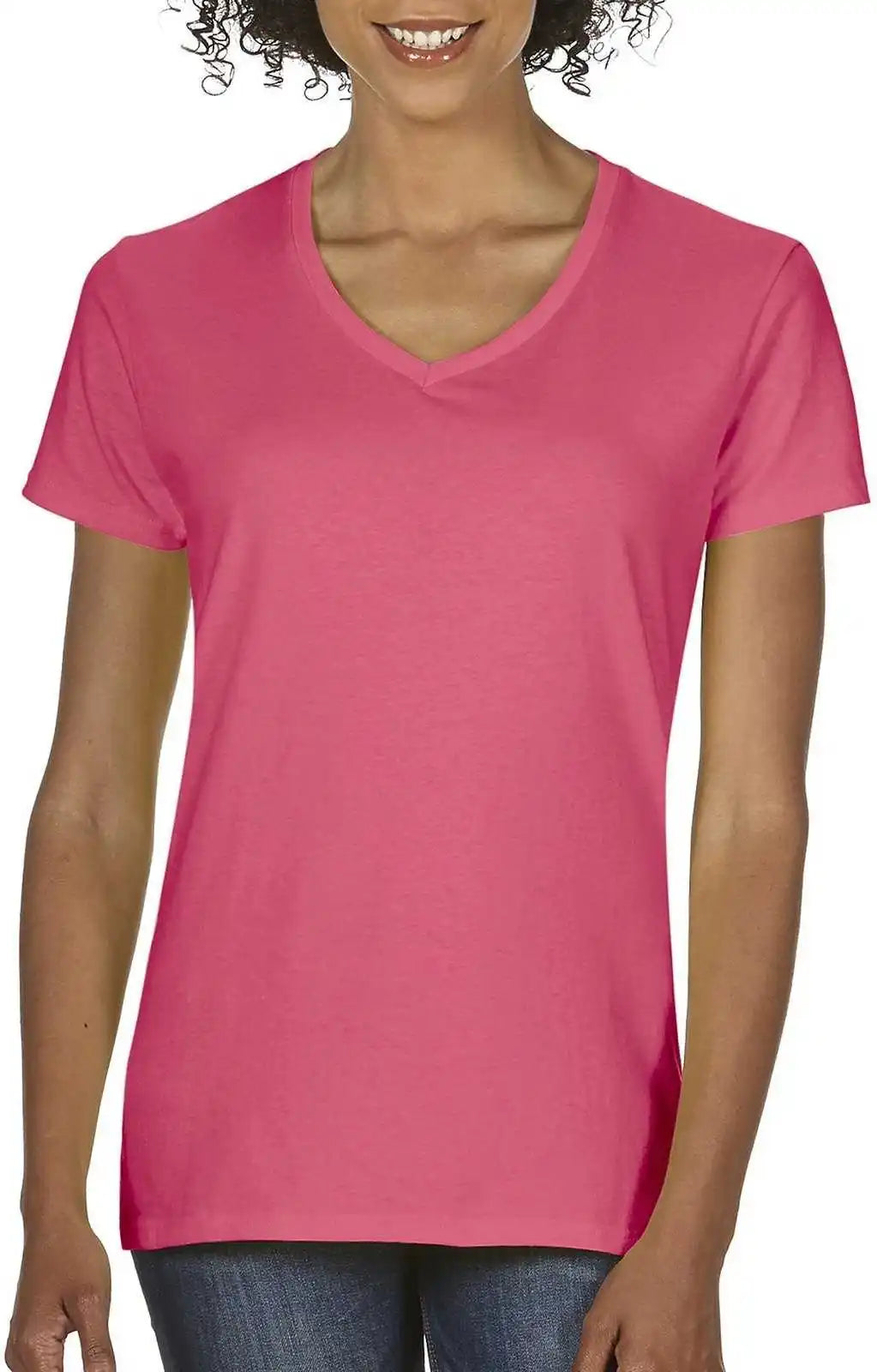 Gildan 5v00l Ladies Heavy Cotton 100% v Neck t Shirt Coral Silk