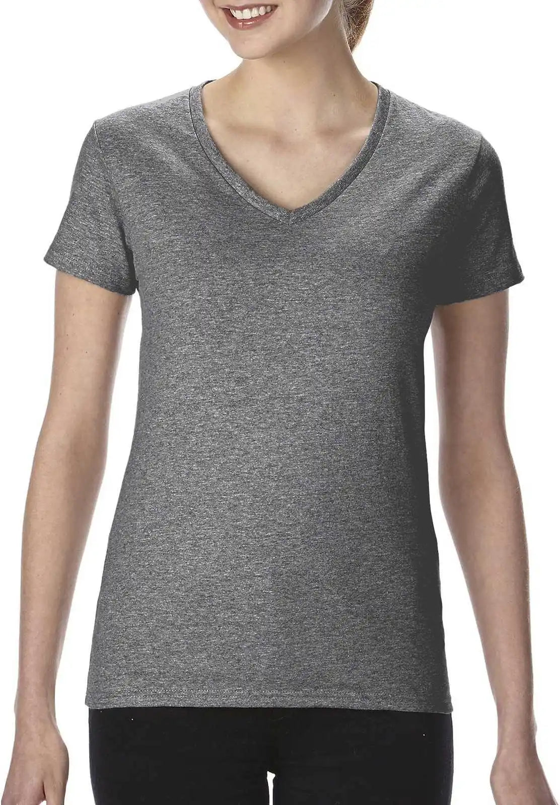 Gildan 5v00l Ladies Heavy Cotton 100% v Neck t Shirt Graphite Heather