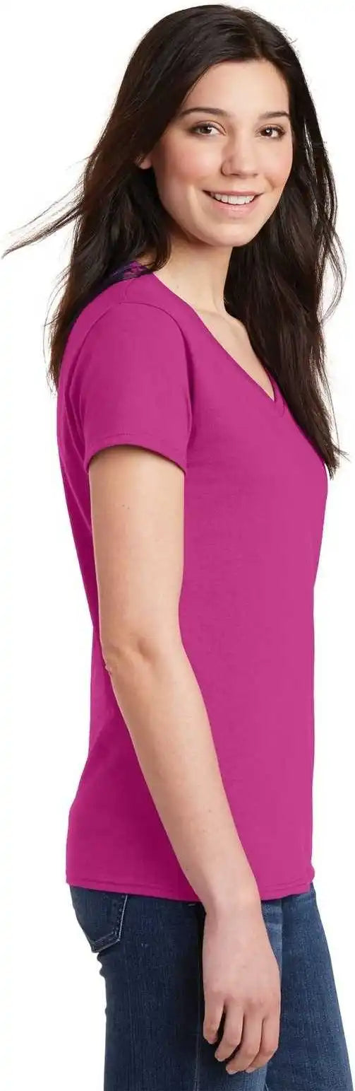 Gildan 5v00l Ladies Heavy Cotton 100% v Neck t Shirt Heliconia