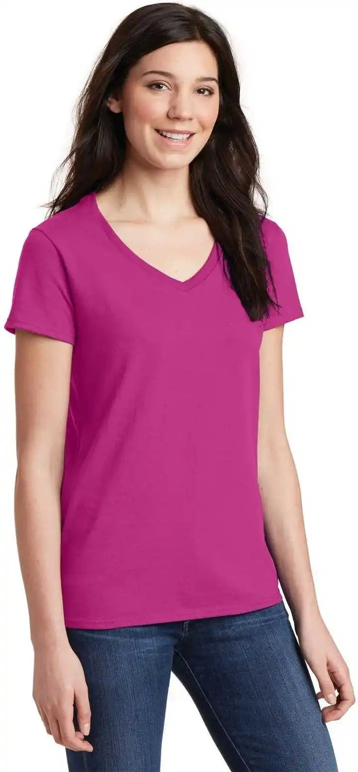 Gildan 5v00l Ladies Heavy Cotton 100% v Neck t Shirt Heliconia