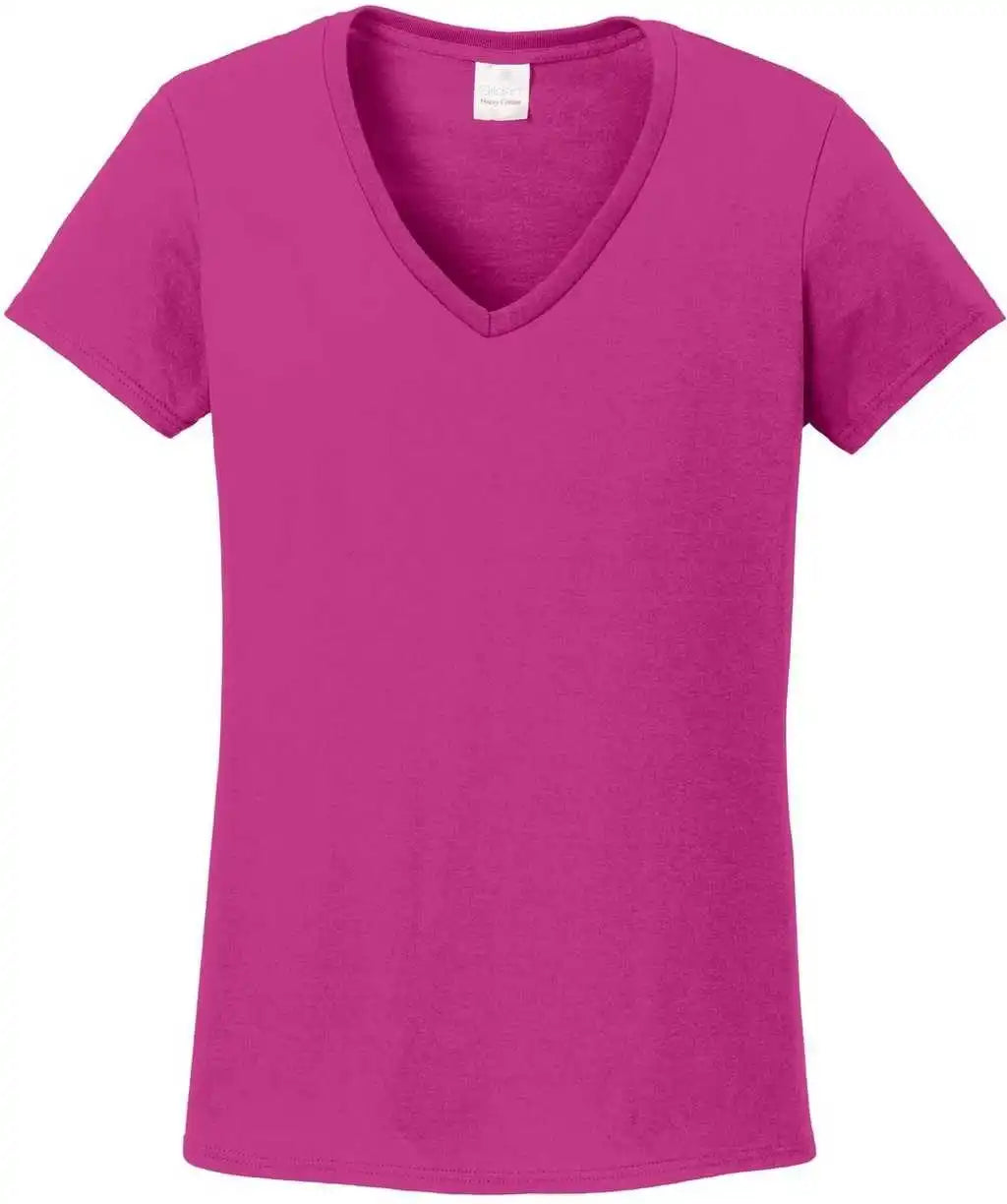 Gildan 5v00l Ladies Heavy Cotton 100% v Neck t Shirt Heliconia