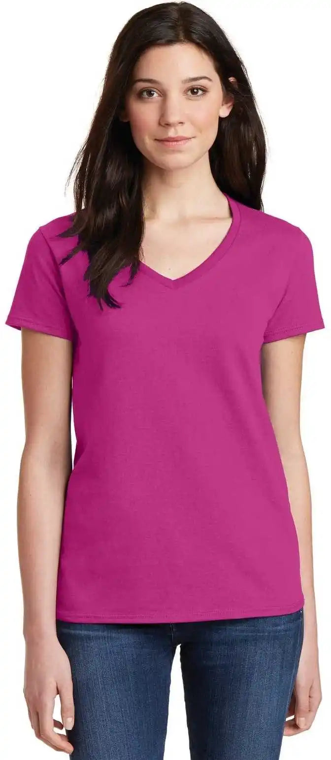 Gildan 5v00l Ladies Heavy Cotton 100% v Neck t Shirt Heliconia