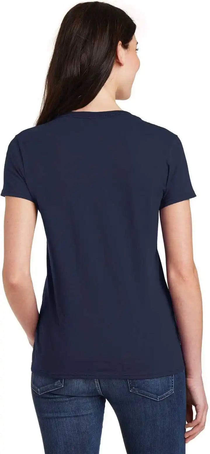 Gildan 5v00l Ladies Heavy Cotton 100% v Neck t Shirt Navy