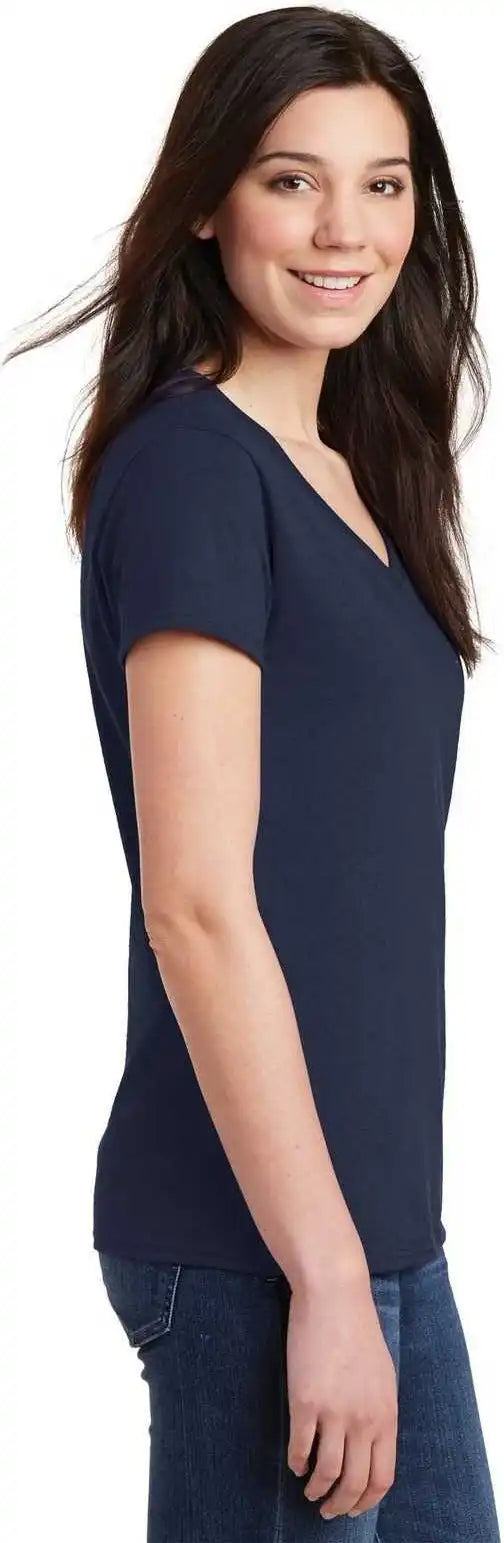 Gildan 5v00l Ladies Heavy Cotton 100% v Neck t Shirt Navy