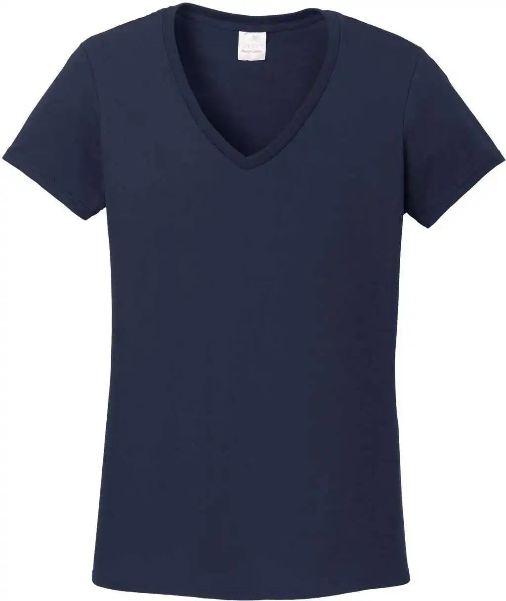 Gildan 5v00l Ladies Heavy Cotton 100% v Neck t Shirt Navy