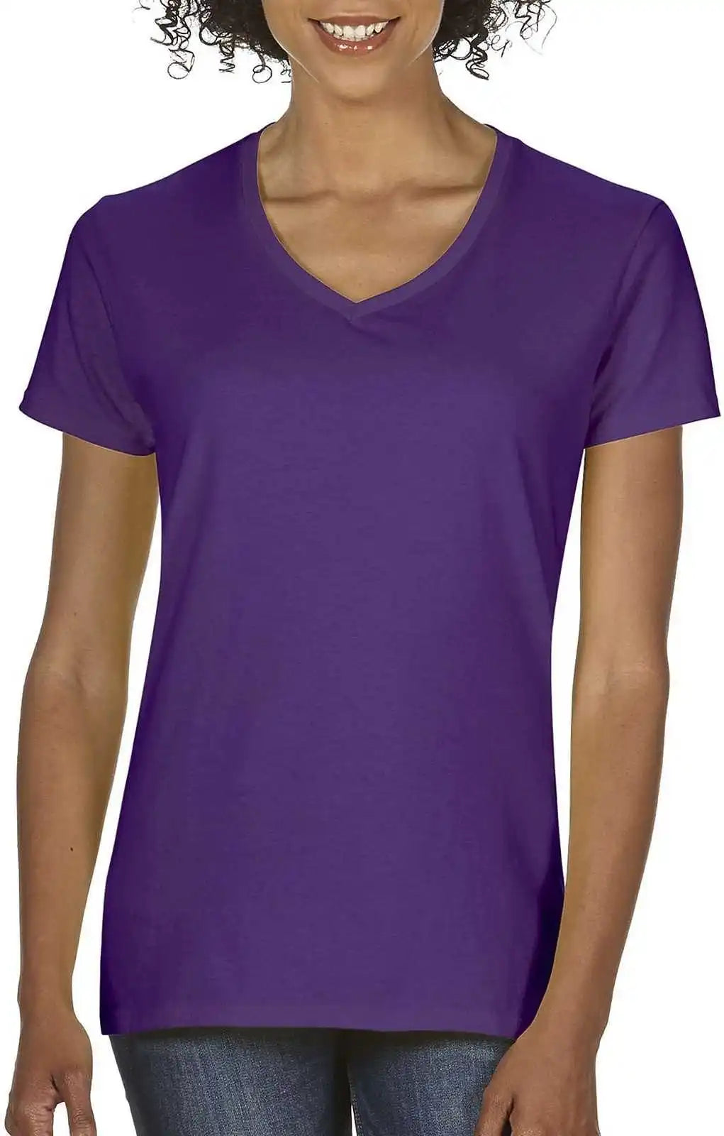 Gildan 5v00l Ladies Heavy Cotton 100% v Neck t Shirt Purple