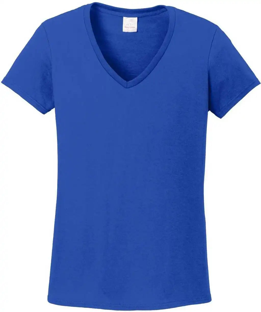 Gildan 5v00l Ladies Heavy Cotton 100% v Neck t Shirt Royal