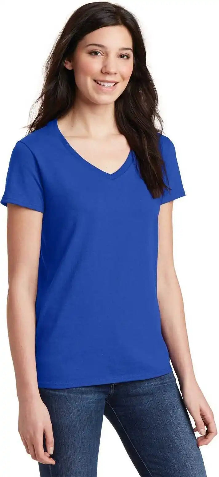 Gildan 5v00l Ladies Heavy Cotton 100% v Neck t Shirt Royal