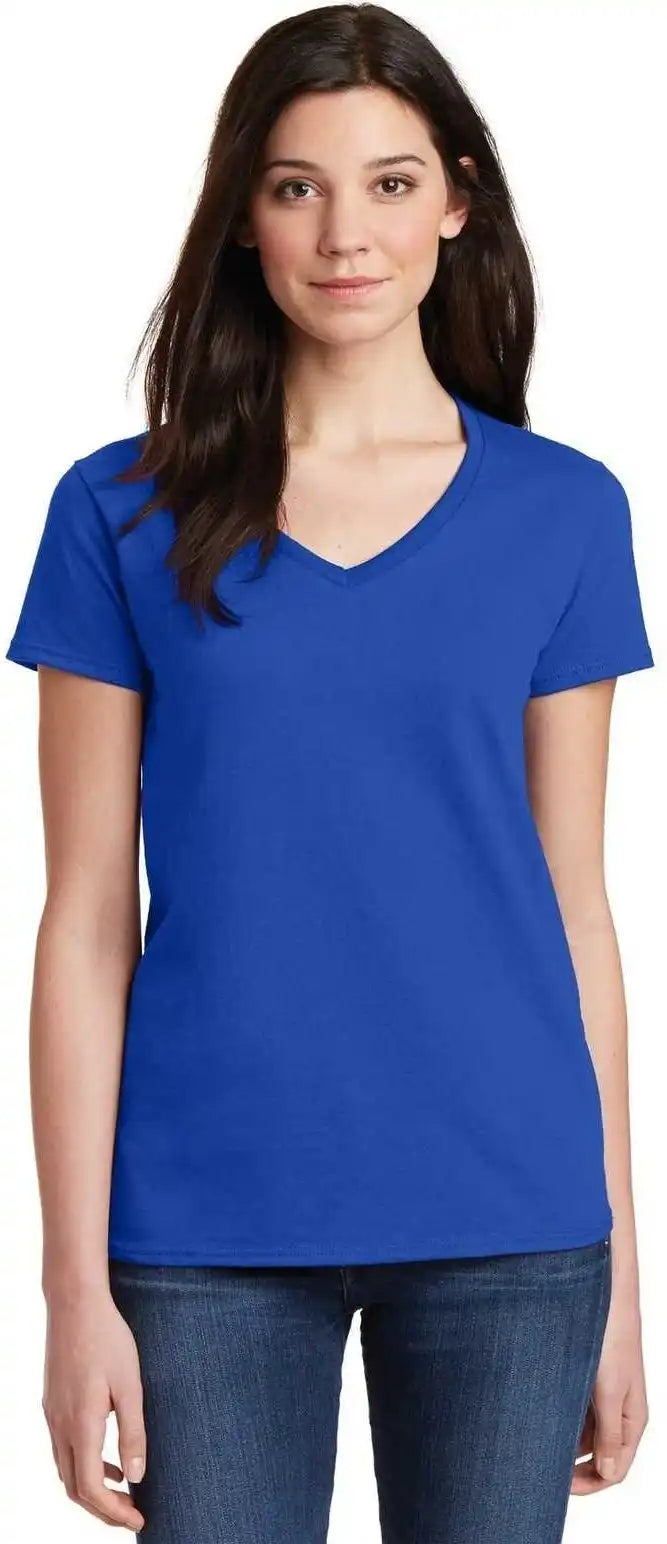 Gildan 5v00l Ladies Heavy Cotton 100% v Neck t Shirt Royal