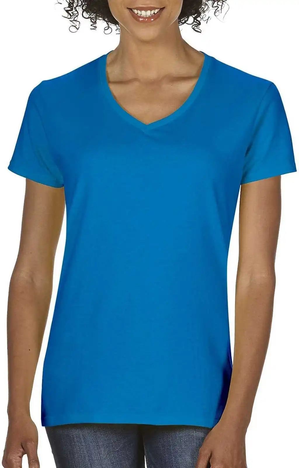 Gildan 5v00l Ladies Heavy Cotton 100% v Neck t Shirt Sapphire
