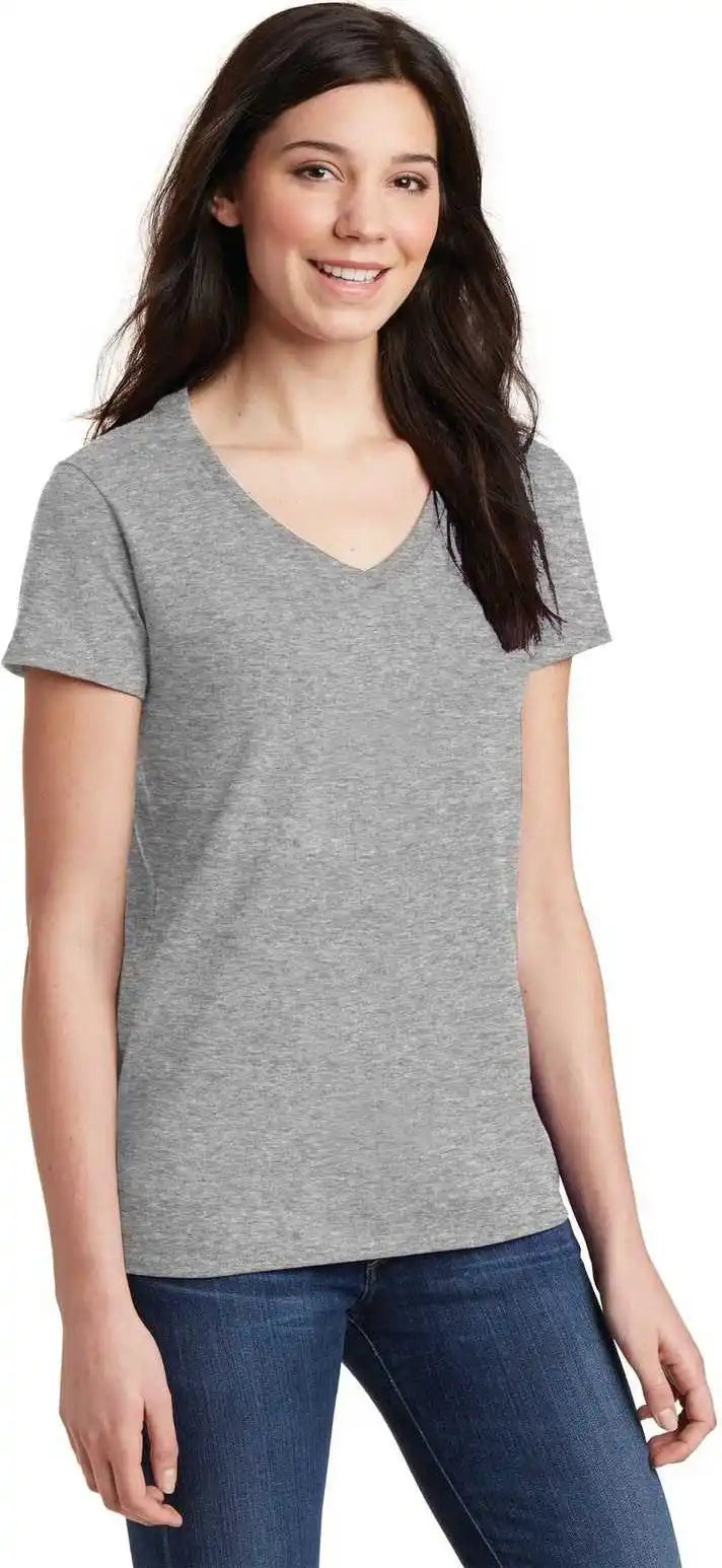 Gildan 5v00l Ladies Heavy Cotton 100% v Neck t Shirt Sport Gray