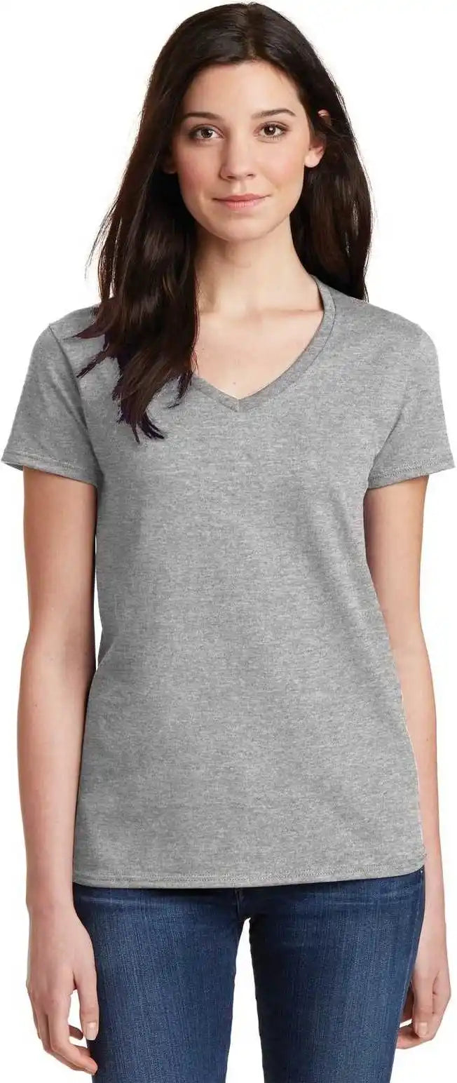 Gildan 5v00l Ladies Heavy Cotton 100% v Neck t Shirt Sport Gray