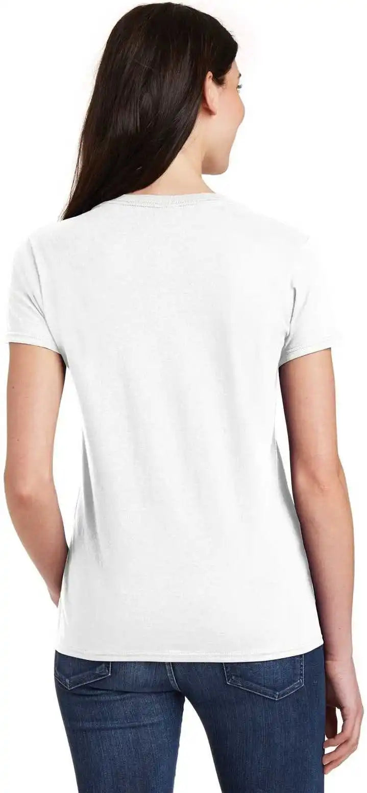 Gildan 5v00l Ladies Heavy Cotton 100% v Neck t Shirt White