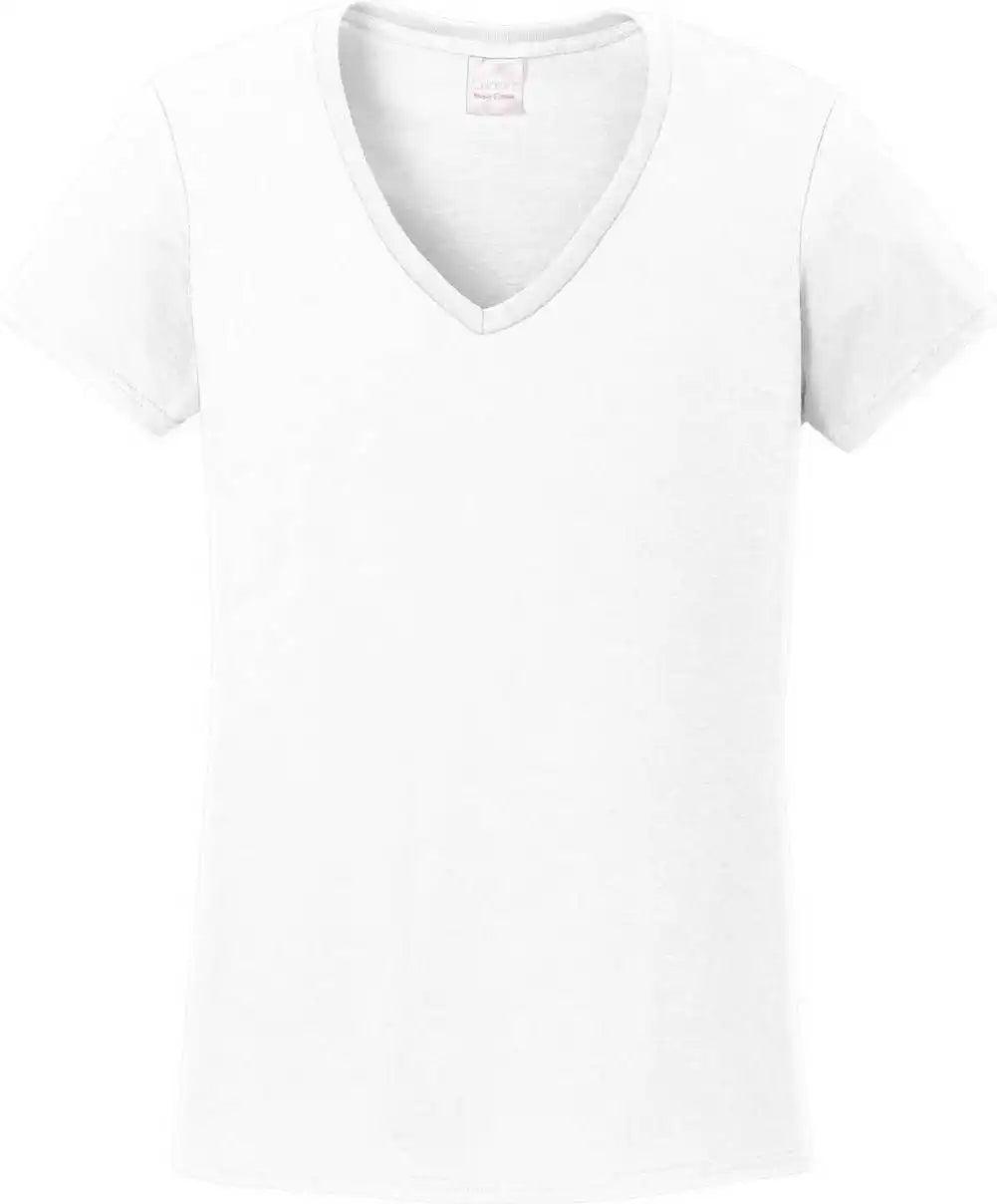 Gildan 5v00l Ladies Heavy Cotton 100% v Neck t Shirt White