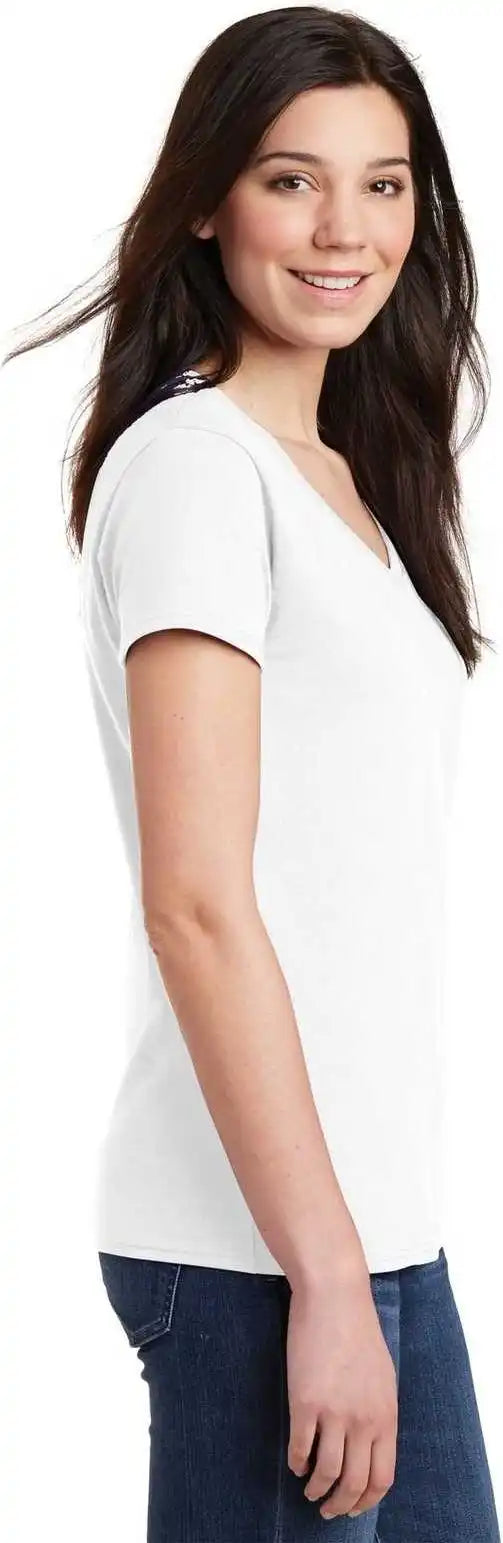 Gildan 5v00l Ladies Heavy Cotton 100% v Neck t Shirt White