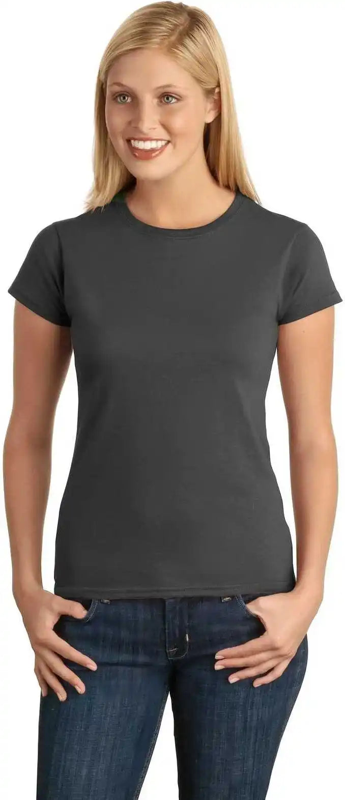 Gildan 64000l Softstyle Ladies t Shirt Charcoal