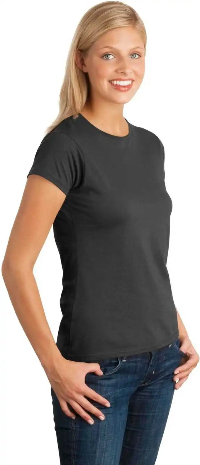 Gildan 64000l Softstyle Ladies t Shirt Charcoal