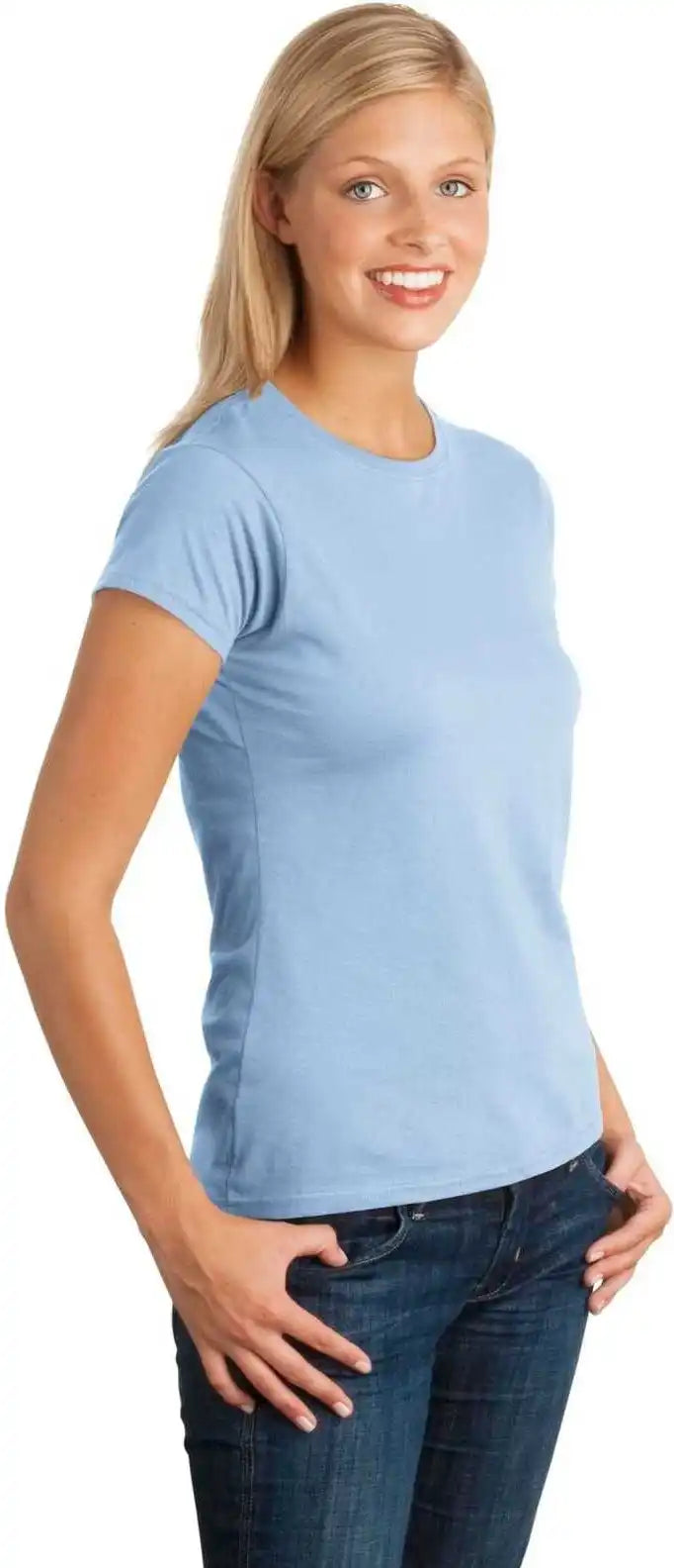 Gildan 64000l Softstyle Ladies t Shirt Light Blue