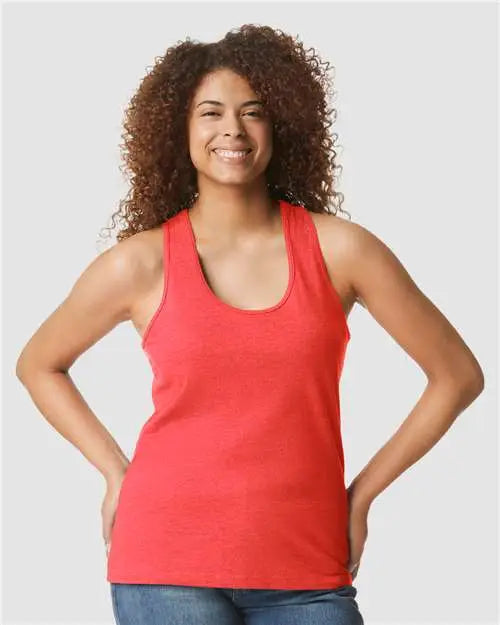 Gildan 64220lcvc Softstyle® Women’s Cvc Racerback Tank Top - Red Mist