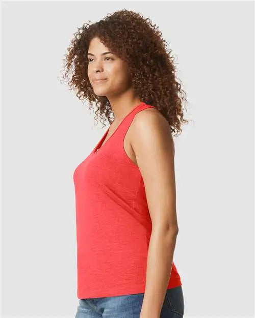 Gildan 64220lcvc Softstyle® Women’s Cvc Racerback Tank Top - Red Mist