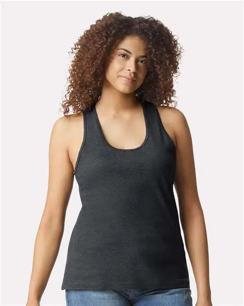 Gildan 64220lcvc Softstyleâ Women’s Cvc Racerback Tank Top - Pitch Black Mist