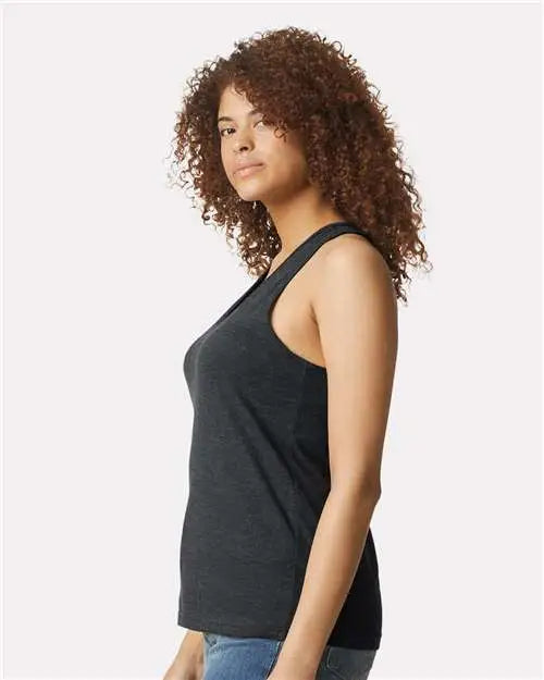 Gildan 64220lcvc Softstyleâ Women’s Cvc Racerback Tank Top - Pitch Black Mist