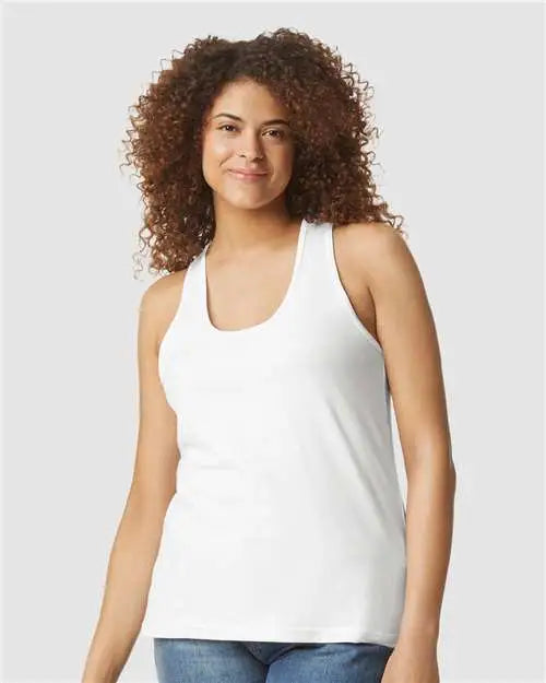 Gildan 64220lcvc Softstyleâ Women’s Cvc Racerback Tank Top - White