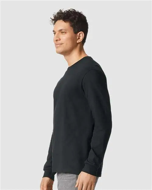 Gildan 64440cvc Softstyle® Cvc Long Sleeve T-shirt - Pitch Black
