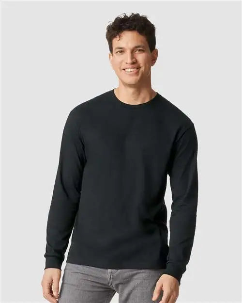Gildan 64440cvc Softstyle® Cvc Long Sleeve T-shirt - Pitch Black