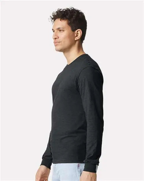Gildan 64440cvc Softstyle® Cvc Long Sleeve T-shirt - Pitch Black Mist